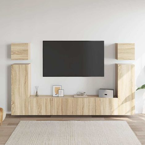 vidaXL Set de muebles salón TV 8 pzas madera ingeniería roble Sonoma (1/5)