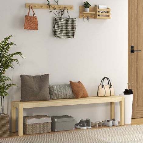 Panca 3 posti 175x33x45 cm in legno di pino naturale, per sala da pranzo, stabile - MEUBLIV (1/5)