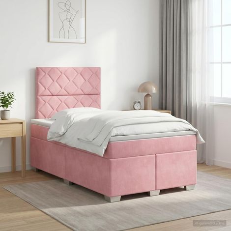 vidaXL Lit boxspring avec matelas Rose 120 x 200 cm Velours (1/5)