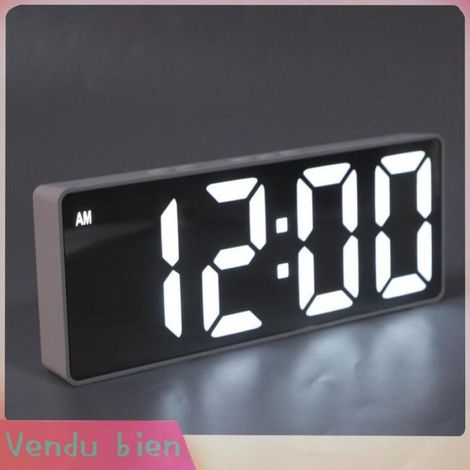Minaire D'alarme Numérique Miroir LED Horloges électroniques pour la Chambre à la Maison Blanc (1/4)