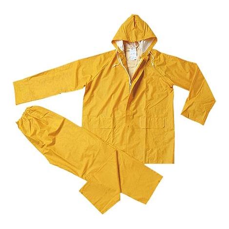 Completo giacca e pantalone impermeabile da lavoro antipioggia tg XXL giallo