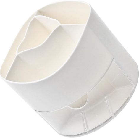 Porte-stylo de bureau rotatif multifonctionnel blanc avec tiroir transparent, offrant un grand espace de rangement, adapté aux salles de classe ou aux centres artistiques. (1/5)