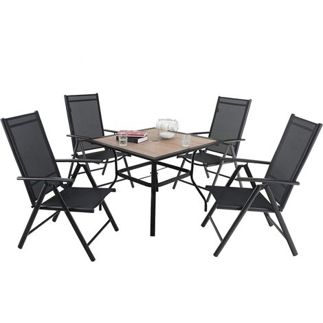 PHIVILLA 4+1 Terrassenmöbel Sitzgruppe Gartenstühle Tisch Klappstühle mit Aluminium 6X verstellbar mit 7, Balkonmöbel Gartenmöbel Sets (1/5)