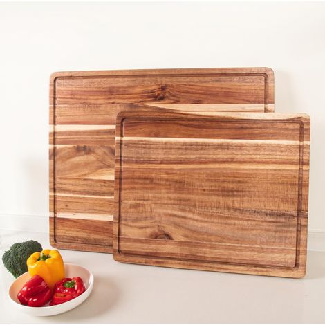 Cutting Board Set - 2-Piece Acacia Wood - Natural Finish - for Kitchen, Food Prep (1/5)