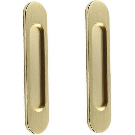 Poignées de porte coulissante ovales autocollantes, finition or mat - Installation facile, alliage d'aluminium durable, lot de 2 (1/5)