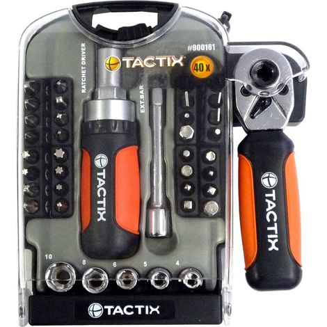 TACTIX  - SET MULTIUTENSILI CON CRICCHETTO 40PZ
