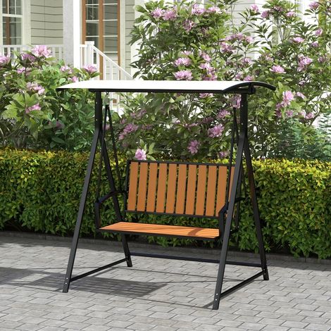 REDOM Balancelle de jardin 142x112x162 cm 2 places auvent inclinable polyester structure en métal noir (1/5)