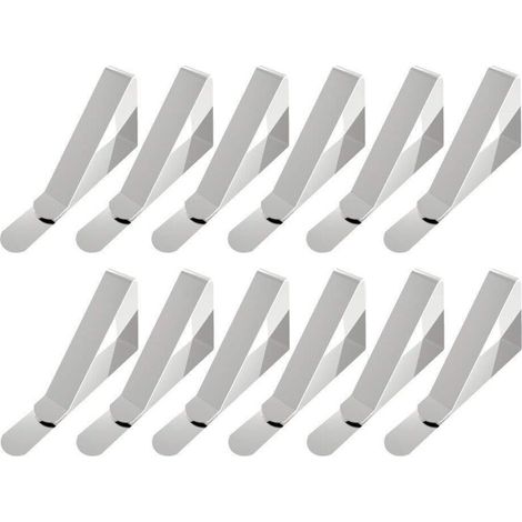Pince Nappe,12 pièces Grandes Pinces à Nappe en Acier Inoxydable pour Une épaisseur de Bureau de 4,5 à 7,5 cm, Argenté,