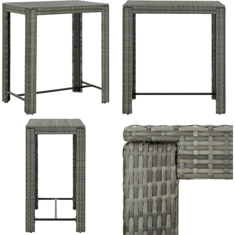Table de bar de jardin Gris 100x60,5x110,5 cm Résine tressée - Table De Bar - Table De Jardin - Mobilier De Jardin - Table Extérieure - Table Design - Home & Living