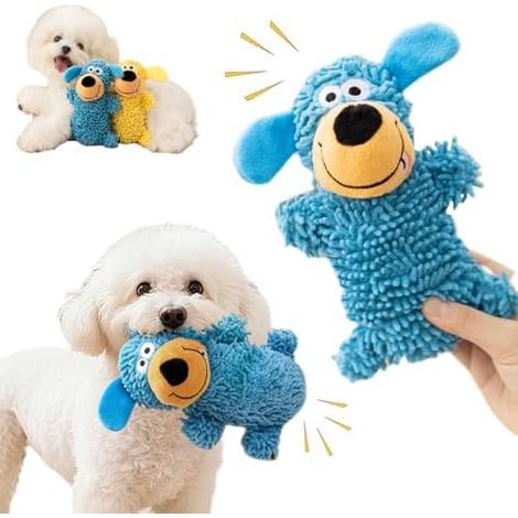 Jouet à mâcher couineur pour chien, idéal pour le nettoyage des dents - Jouet bleu résistant avec bruit de froissement, sûr et résistant à la pression pour les chiens de petite et moyenne taille. Joue