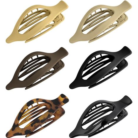 Lot de 6 Pinces à cheveux, Barrettes plates anti-dérapant, nuances foncées, pour cheveux épais fins, yoga chignon quotidien (1/5)