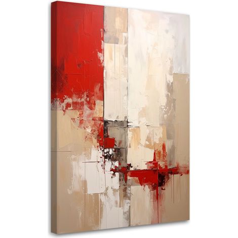 Tableaux, Abstraction beige et rouge,40x60 (1/4)