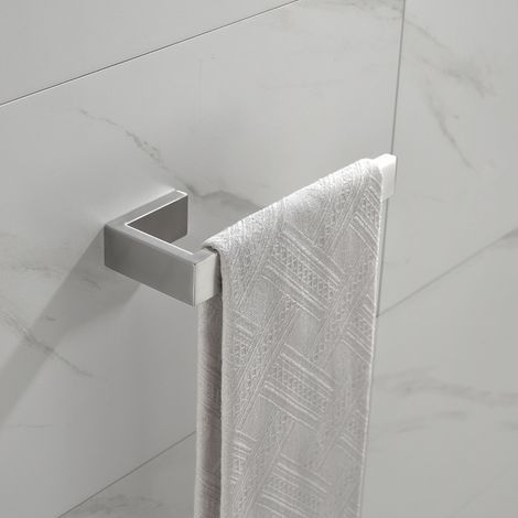 Offener Handtuchring aus gebürstetem Edelstahl SUS 304, silberfarben, zur Wandmontage im Badezimmer (1/4)