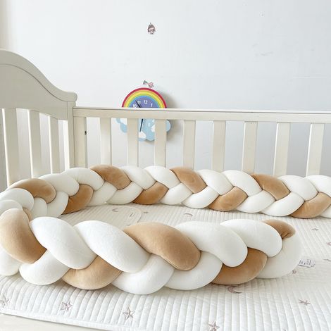 4M Tour De Lit 3 Tissage Bébé Coussin Serpent Tressé Pare-Choc Velours Protection lit Bumper Pépinière (1/3)