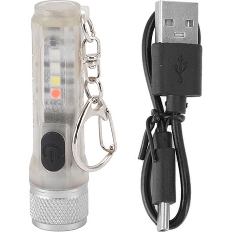 Torche LED Multifonction Miniature avec Base Magnétique et Charge USB – Lumière Fluorescente – Lampe Clé Portative pour Outdoor (66mm, PC/Inox, 39g) – 1 Lampe avec Câble USB (1/4)