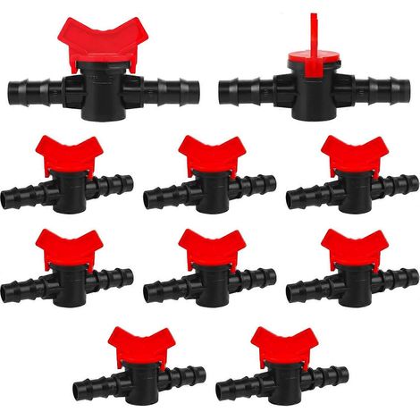 Lot de 10 vannes d'arrêt pour système d'irrigation goutte à goutte, vannes de 1/2 pouce pour tuyau d'arrosage de 16 mm, tuyau d'irrigation goutte à goutte (1/4)