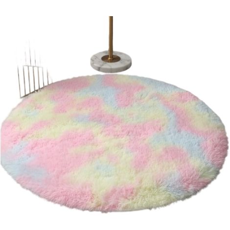 Tapis Rond - Fourrure Synthétique - Non Glissant - Pour Chambre D Enfant - 60 Cm (1/5)