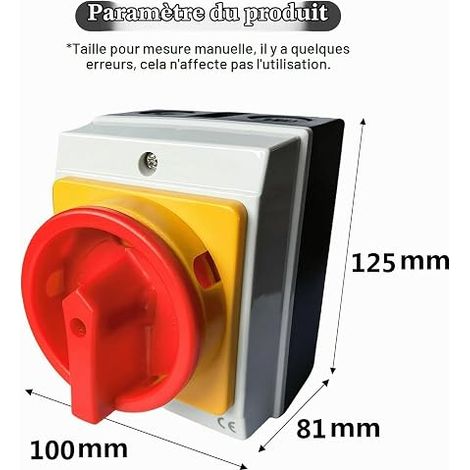 Interrupteur principal disjoncteur 25A 4 pôles - Interrupteur rotatif avec boîtier en plastique IP65 - Interrupteur de séparation de charge en saillie - Pour connecter des interrupteurs et (1/4)