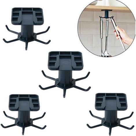Set di 4 portautensili da cucina sospesi, autoadesivi, con 6 ganci e rotazione a 360°. (1/4)