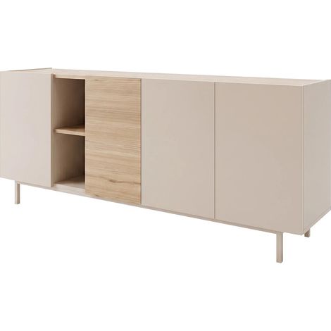 Buffet avec 4 portes et 2 niches - Beige et Naturel clair - REYALA (1/5)