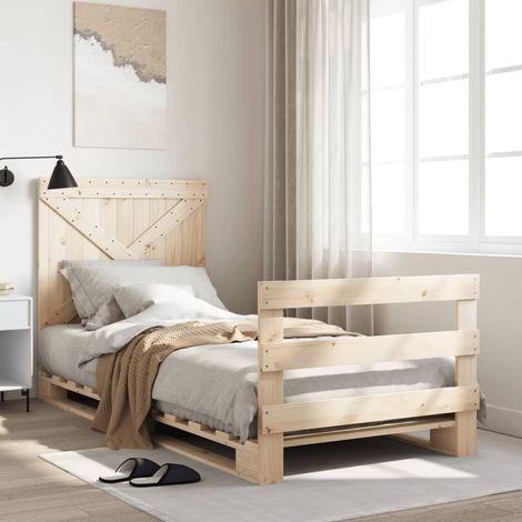 Bed Frame without Mattress with Headboard 90x200 cm Solid Wood vidaXL (1/5)