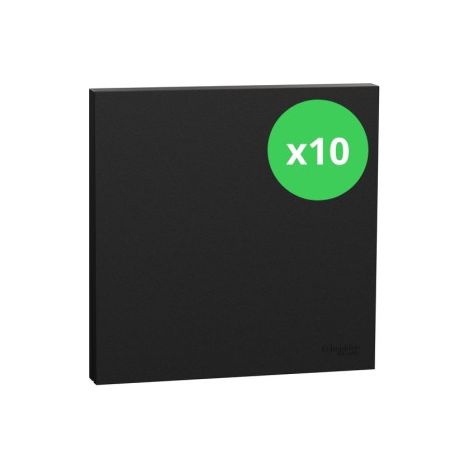 Schneider - Odace Intu00e9gral 2025 - LOT de 10 Enjoliveur et plaque pour va et vient ou poussoir - Noir onyx - Ru00e9f : S949221 x 10 (1/5)