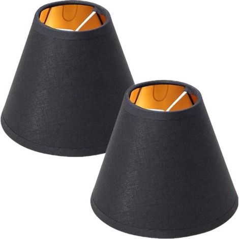 Set mit 2 trommelförmigen Lampenschirmen aus Canvas-Stoff E27-Fassung Zweigmotiv 15 8 13 cm schwarz Ersatzschirm für Stehlampen und Nachtlichter (1/5)