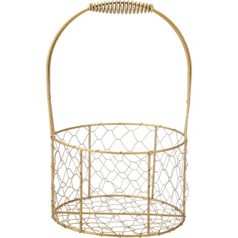 Goldener Eisenblumenkorb, handgefertigter Geschenkkorb, handgefertigter Blumenkorb, Blumenstraußkorb (1/5)