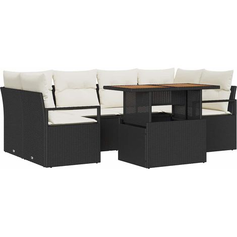 Garden Sofa Set with Cushion Manual 7 pcs Black and cream vidaXL (1/5)