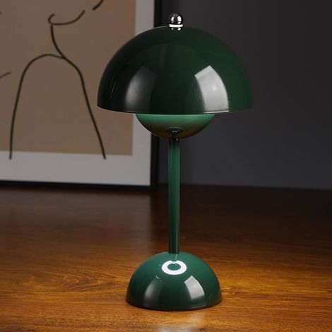 Lampe Pot de Fleur, Lampe de Table Champignon Sans Fil, Lampe Tactile à Variateur 3 Couleurs, Lampe LED Portable Rechargeable à Batterie, Petite Lampe de Chevet, Veilleuse Intérieur Extérieur (Vert Fo (1/5)