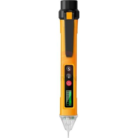 Digitaler Spannungsprüfer, berührungsloser Spannungsprüfer mit Taschenlampenfunktion (gelb) (1/4)