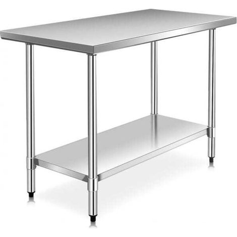Acier inoxydable 430, gain de place avec rangement, table inox professionnelle pour cuisine, restaurant et café (1/5)
