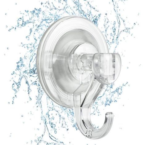 Crochets à ventouse robustes – Lot de 2 crochets de douche imperméables et réutilisables – Amovibles pour fenêtre, porte en verre, cintres, carrelage de cuisine, mur de douche de salle de bain (1/4)