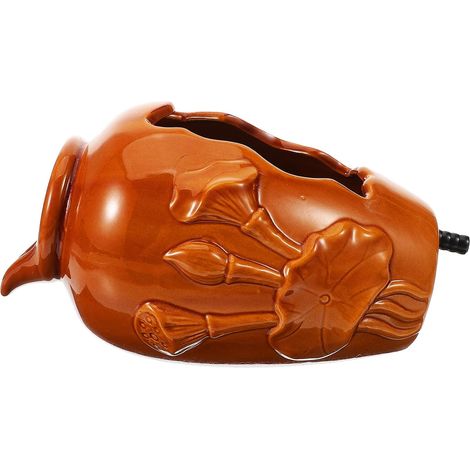 Fontaine Eau Pot Céramique Décoratif pour Jardin Bassin à Poissons Jarre Céramique avec Cascade Dispenser pour Aquarium Et Extérieur (1/5)
