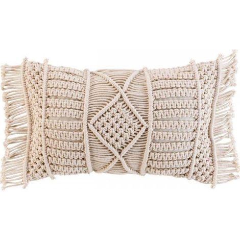 Douceur-dinterieur Cuscino Sfoderabile Macramé Ecru 30x50 cm