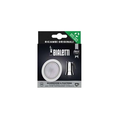 SET GUARNIZIONI PZ.1 + 1 FILTRO PER CAFFETTIERA ACCIAIO- - 6 tazze - 3 blister BIALETTI
