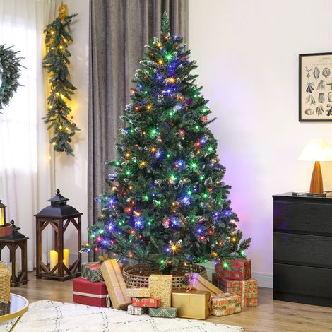 Árbol de Navidad de Abeto 210 cm con Luces LED 9 Modos de Iluminación 1160 Ramas con Nieve Artificial Verde (1/5)