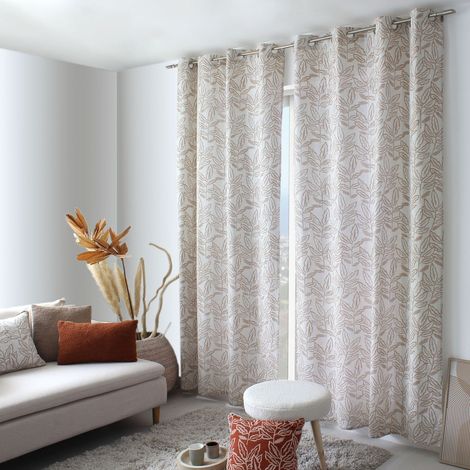Rideau à oeillets en coton recyclé Chambray Beige 140x240 cm (1/4)
