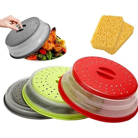 3 Pièces Pliable Cloche Micro Onde, Couvercle Micro-ondes Cloche Couvercle Chauffant des Aliments Couvercle, Cloche Micro Ondes (1/4)