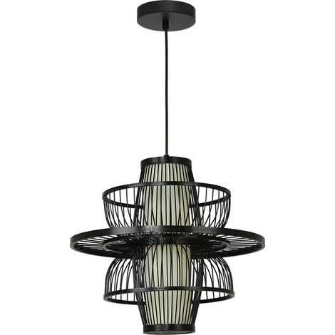 Lampada sospesa Japandi rattan nero E27 Astra LightPrestige (1/5)