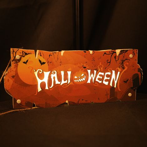 Halloween Liste des numéros de maison Atmosphère Veilleuse Citrouille Lanterne Festival Mur Artisanat Décoration Pendentif (Orange) (1/5)