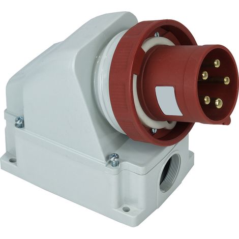 Rs Pro – Connecteur industriel 3P+N+E 63A 380-415 V – Montage mural IP67 – Pour environnements industriels – Couleur rouge