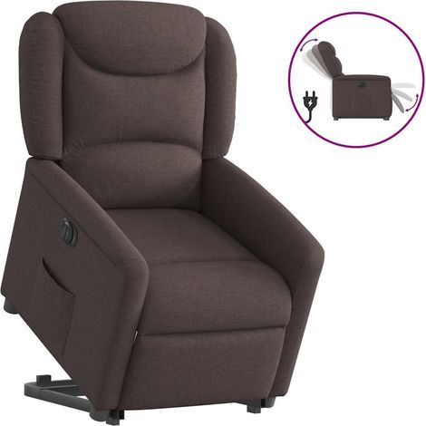 Relaxsessel mit Aufstehhilfe Elektrisch Dunkelbraun Stoff