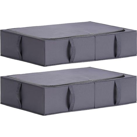 Boîte Rangement sous Lit avec Couvercle, Tissu, Pliable, Bac Rangement pour Vêtements, Couvertures, Draps, Chaussures, 70x42x18 cm, Gris Foncé (1/5)