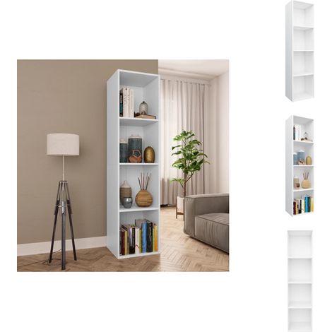 Bibliothèque/Meuble TV Blanc 36x30x143 cm Bois d'ingénierie - Bibliothèque Blanche - Bibliothèque Moderne - Étagère Murale - Rangement Intérieur - Meubles Tv (1/5)