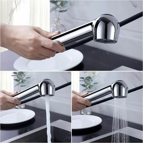 Langlebiger Chrom-Wasserhahn-Brausekopf, Küchenarmatur-Mischbatterie, professioneller Duschkopf mit 2 Strahlarten (1/4)