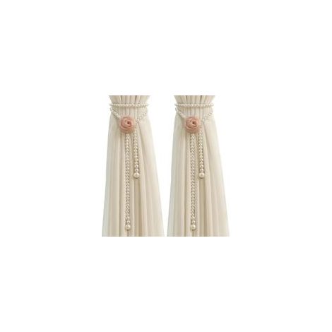 Lot de 2 Embrasse pour Rideaux, Embrasses de Rideaux Sangle de Perle, Frange Embrasse Rideau, Floral Embrasses à Rideaux, Réglable Attache Rideau pour Décoration de Maison, Bureau