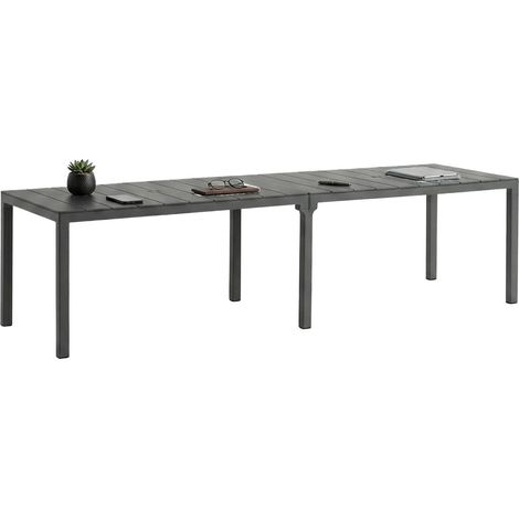 Dmora - Tavolo da esterno Campana, Base per picnic, Piano da pranzo da giardino multiposizione, Banco outdoor multiuso, Made in Italy, 292x86 h74 cm, Antracite