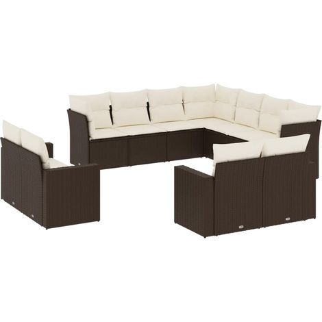 Maison Exclusive - Set de sofás de jardín 11 pzas cojines ratán s (1/5)