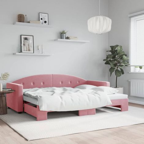 Lit de jour avec gigogne sans matelas-Canapé-lit rose 80x200 cm 512317 (1/5)